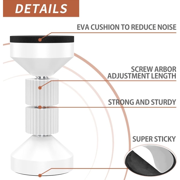 2 stycken (vita) Sängram Anti-Skakverktyg Justerbar gängad