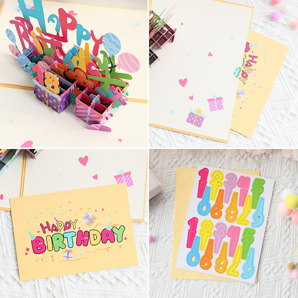 Gratulasjonskortgave, 3D pop-up gratulasjonskort, DIY kan endres