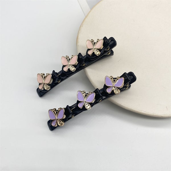 Kaksi Glitter Butterfly Stone -kudottua hiuspinniä, satiinikankaasta hiuspinni