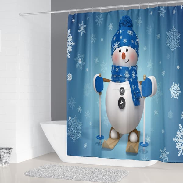 4-pack Blå Jultomte Duschdraperi Set 70,8×70,8 Vinter