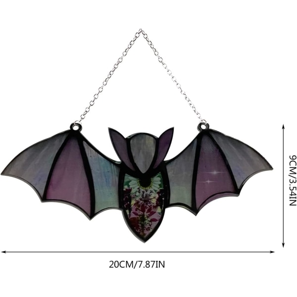 1kpl Halloween Bat Stained Glass Suncatcher Akryyli-ikkuna Art