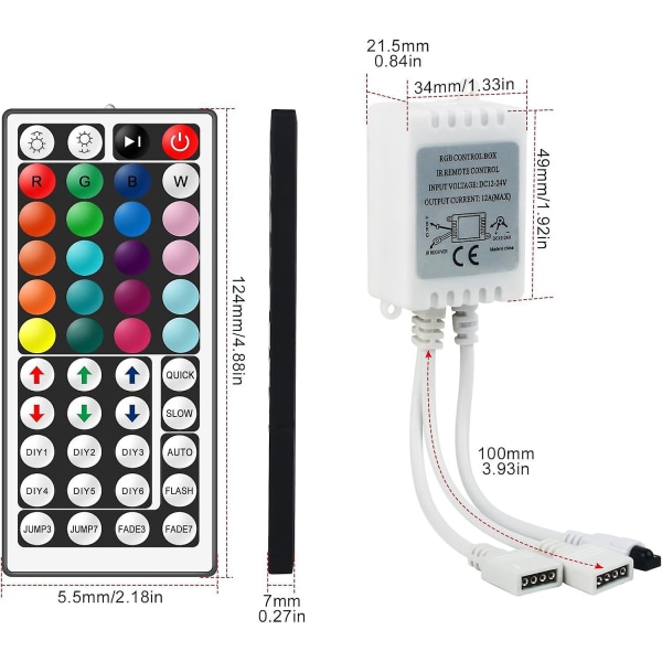 12v 24v Ir trådløs fjernbetjening og Rgb Led-controller, Rgb-kontrolboks til fjernbetjening af Smd 5050 3528 Rgb Led-strips