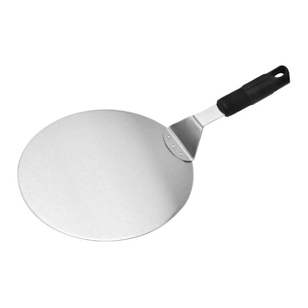 Rund pizzaform i rustfritt stål med sklisikkert håndtak, ideell for kaker, pizzaer og paier