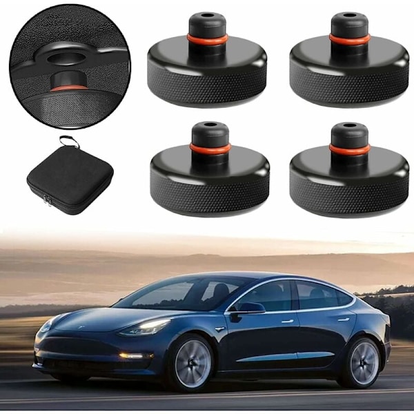 Sæt med 4 løftepuder til Tesla Model 3/Y/X/S, gummibak med opbevaringsboks, beskytter Tesla-batteri og chassis