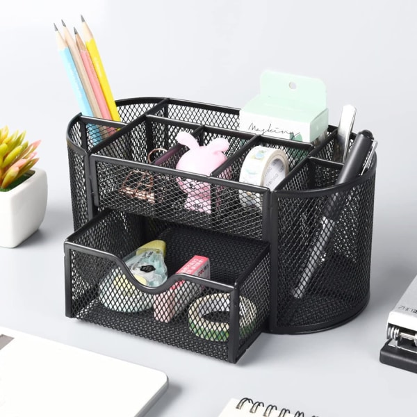 1 st svart organizer, metall mesh organizer med