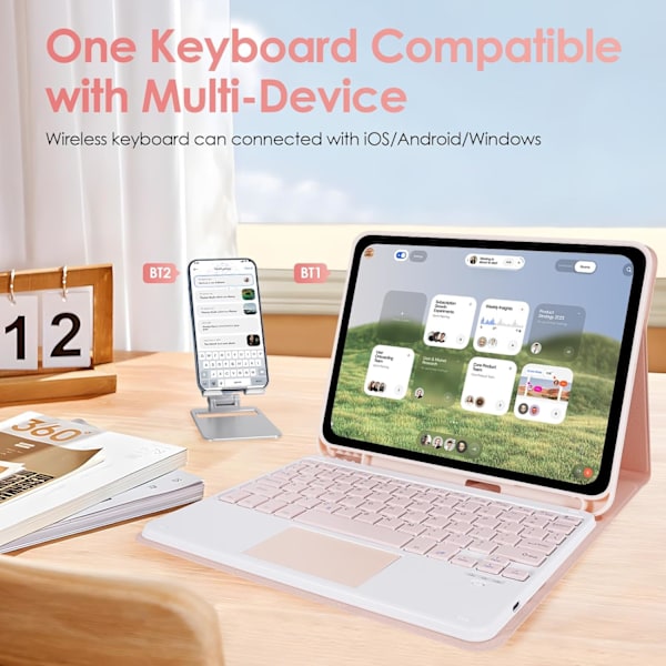 Touchpad-etui til iPad 10. generation med tastatur, Folio-etui med aftageligt tastatur til den nye iPa
