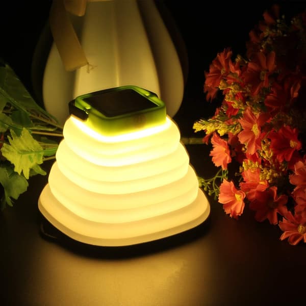 1 Styk Grøn Foldbar LED Lanterne Campinglys Varmt Hvid