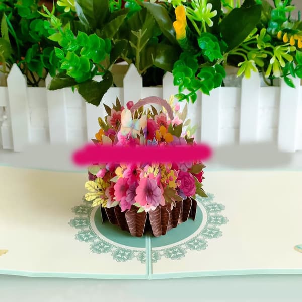 1 Stk Pop Up Blomsterkort, 3D Jubilæumskort til Dig, Kvinder