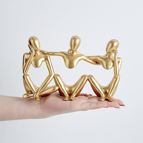 Bestevenner Statue Gull Hjemmeinnredning, Moderne Skulptur for Kaffe