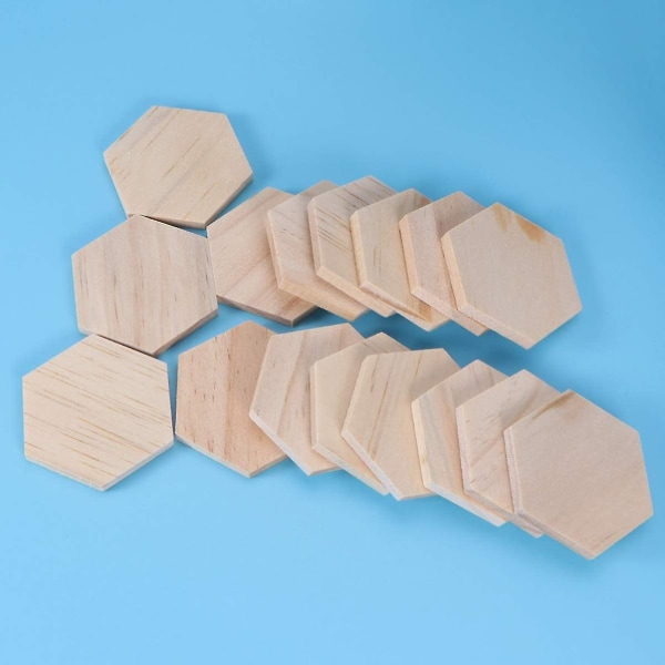 5*5*1cm 25stk Ubehandlet Tre Skiver Sekskant Treet Håndverk Pynt Tomme Navn Tags Treflis For DIY Scrapbooking Bryllup Håndverk