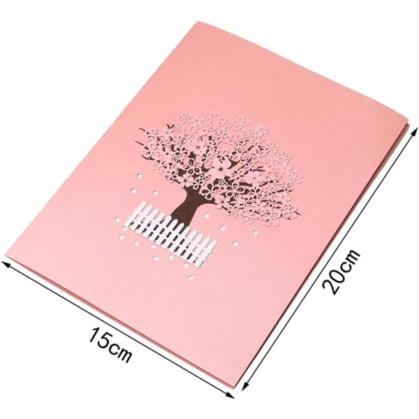 Pop up 3D-kort, födelsedag inbjudan bröllop 3D körsbärsträd
