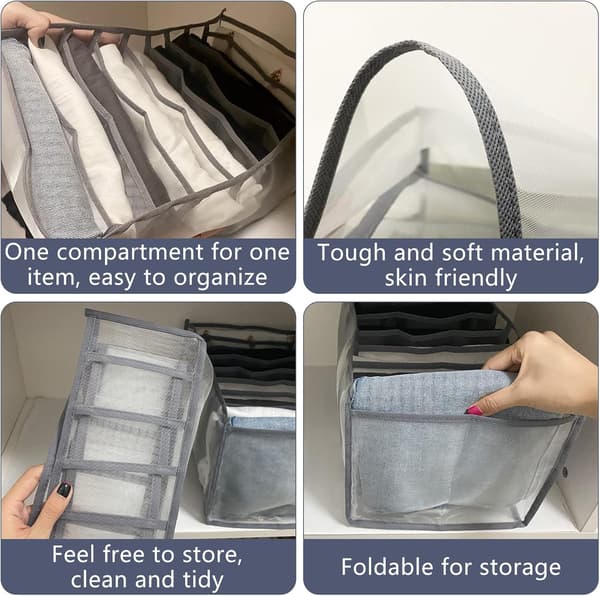 4-pack Vikbara Nätförvaringslådor Garderobsorganisatör för Jeans,