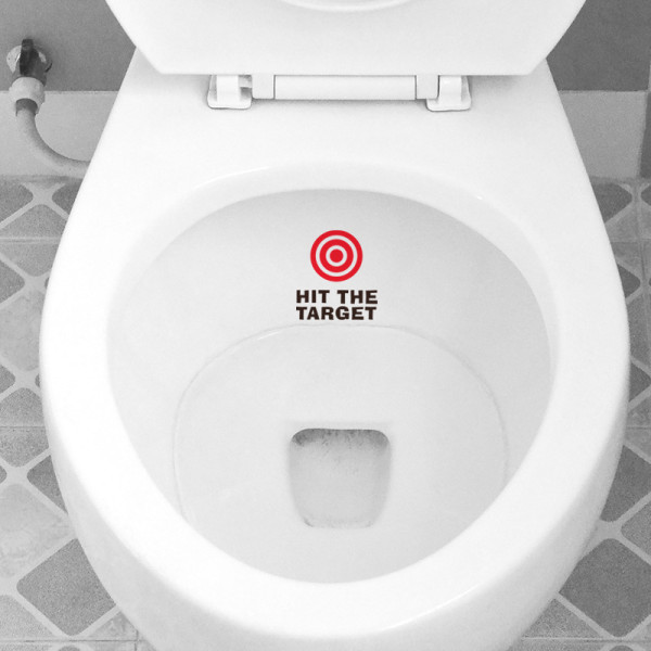 2 stk. HIT THE TARGET Dekal BADEVÆRELSE TOILET Potte Sæde Drenge