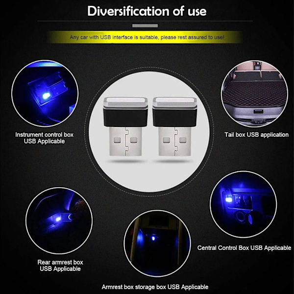 Billambiente LED-belysning, 5-pack USB-belysningssats för interiören
