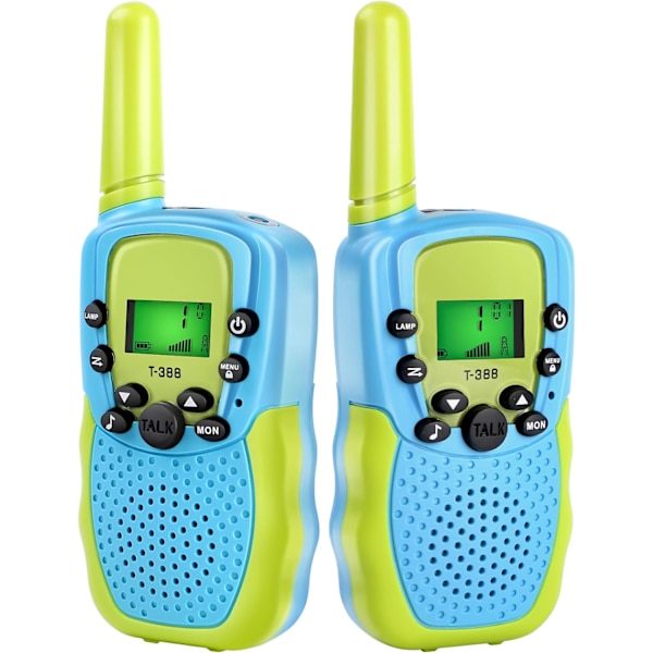 Walkie-talkie lapsille, leluja 3-12-vuotiaille pojille ja tytöille, joissa on taustavalaistu LCD-taskulamppu, 2 pakkausta