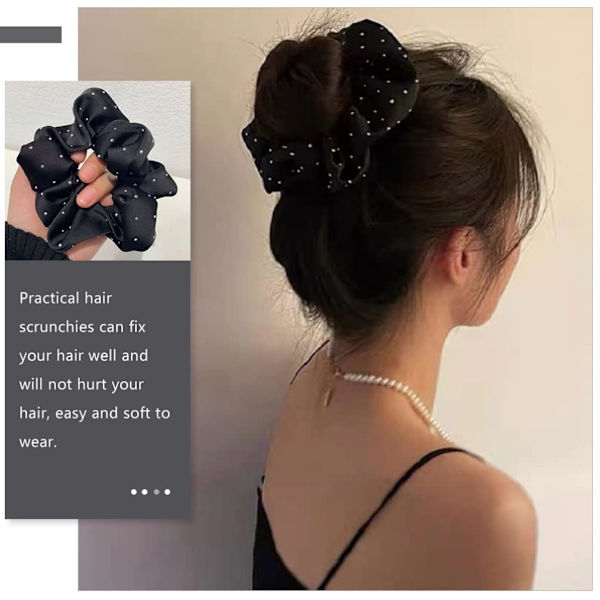 6 elastiske silkehovedbånd fulde af stjernerhårsten, stor scrunchie