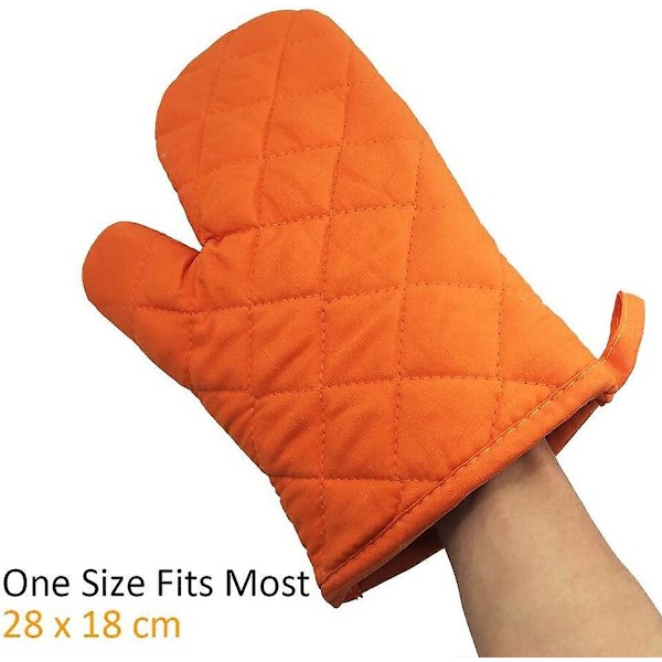 Pair of Heat Resistant Oven Gloves, Orange, One Size