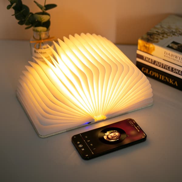 Rød LED Træboglampe, Foldbar Magnetisk Boglys, USB