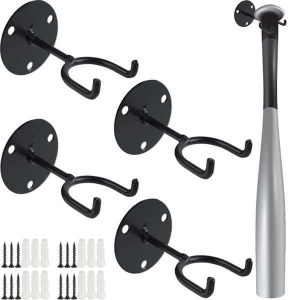 4 vægmonterede baseball-bat-displays