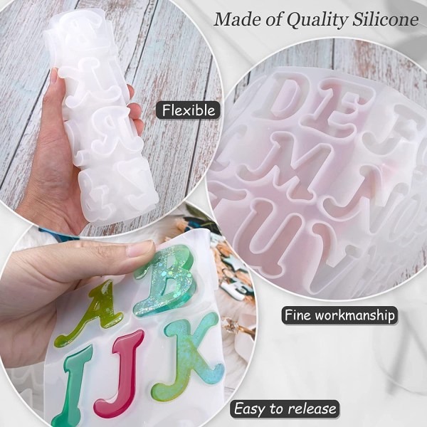 144 molds i silikon DIY kristallharts droppe självhäftande bokstav