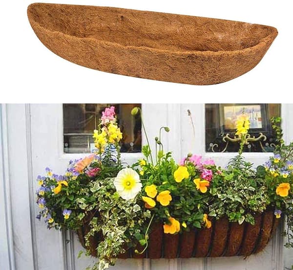 61*20*18cm Set med 2 Runda Hängkorgfoder av Kokosfiber