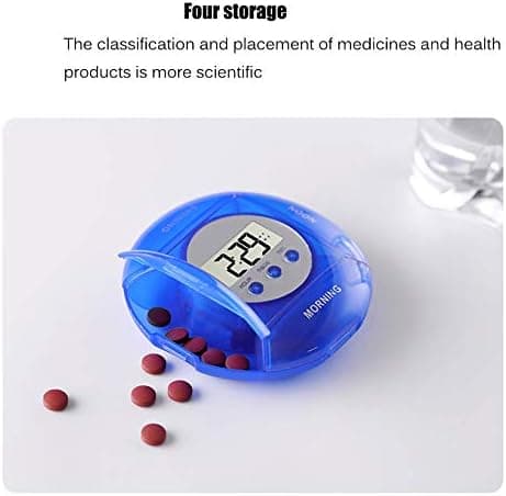 1 stycke (blå) Pillbox Timer, Pillbox med Alarm 5 Alarmklockor,