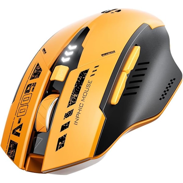 Kompatibel med INPHIC A9 Bluetooth Mus Trådløs Oppladbar Mecha Gul Stil Mus for Flere Enheter (BT 5.0/4