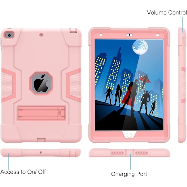 Etui Kompatibelt med iPad 9/8/7 (10,2 tommer, 2021/2020/2019 Modell, 9./8./7. Generasjon) 3-delt