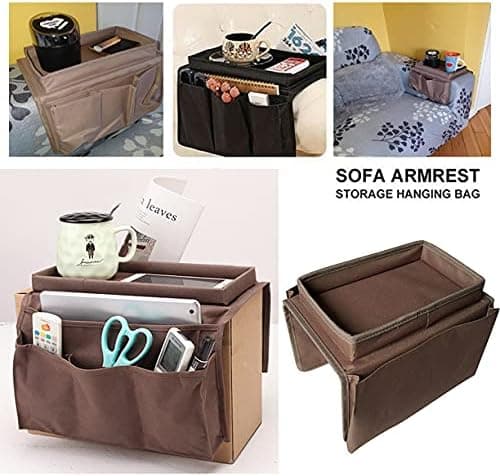 Soffa Organizerbricka Hållare Soffa Armstöd Förvaringsväska med Kopp