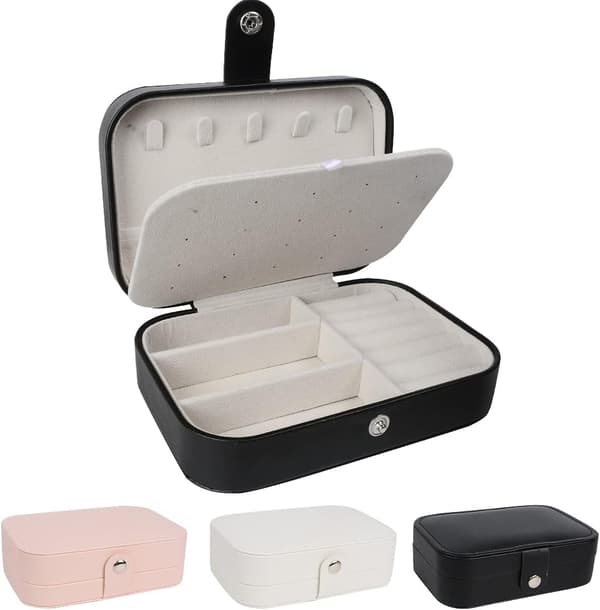 1 st smyckeskrin Organizer, Dubbellager PU-läder