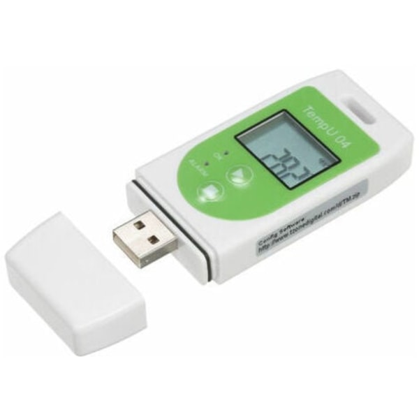 Termometer Datalogger Genanvendelig USB Temperatur Logger Genanvendelig Temperatur Logger med 32.000 Registreringskapacitet, Grøn