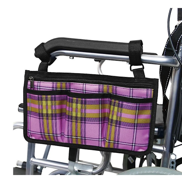 Rullestolveske, rullestolveske, rullestol sideveske for armlener med refleksstripe for gåstoler, mobilitetsscooter, rullatortilbehør (nett)