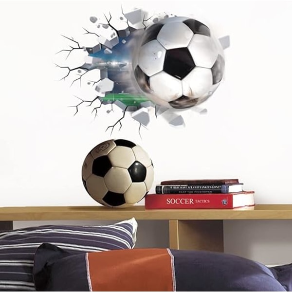 1 stk. 3D fodbold vægklistermærker, drenges soveværelse fodbold klistermærker