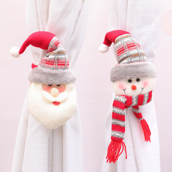 2 st julgardinklämmor, tomte, snögubbe, fönster