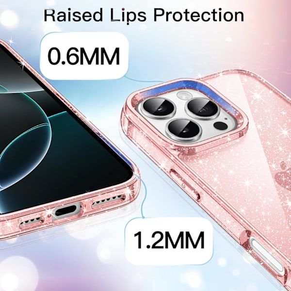 Glitterfodral för iPhone 16 Pro MAX 6,9 tum, Stötsäkert Bling Sparkle-fodral, Söt Glittrande för Flickor och Kvinnor