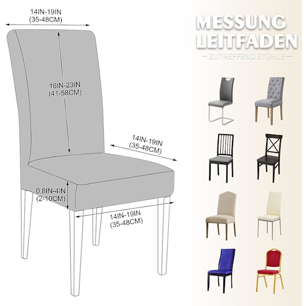Sett med 4 stolkseter, vaskbare spisebordstolkseter, moderne