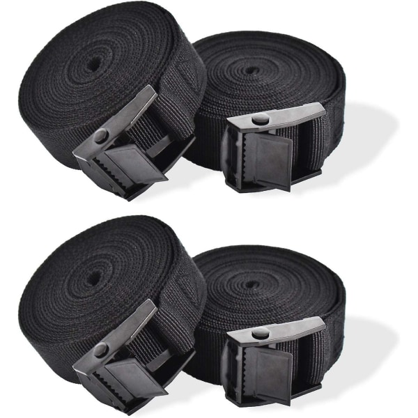 4PCS Tie Down Straps, Heavy Duty Lashing Straps Adjustable Cam Buckle Tie-Down Straps for Motorcycle, Cargo, Trucks,Trailer,Luggage- 3.3' x 1" Black