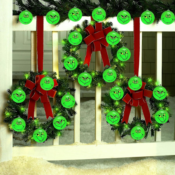 Grinch Julepynt, 40 LED 19,6 fot Batteridrevet Julelys med Timer, 8 Moduser Grinch Julelys