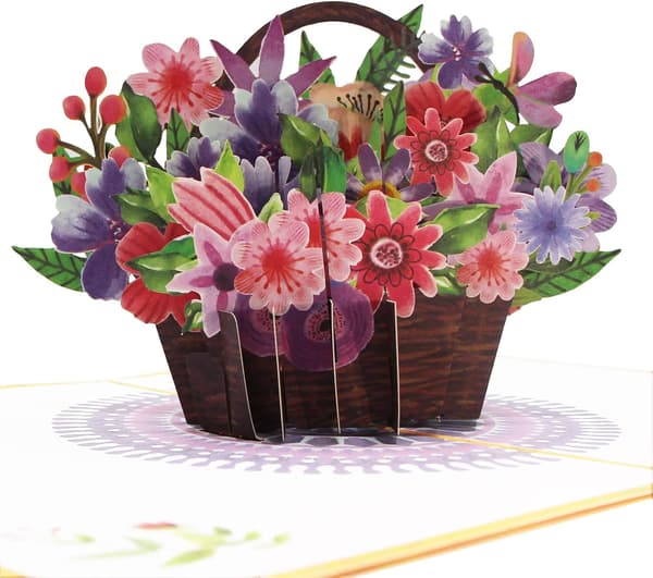 1 Stk Pop Up Blomsterkort, 3D Jubilæumskort til Dig, Kvinder