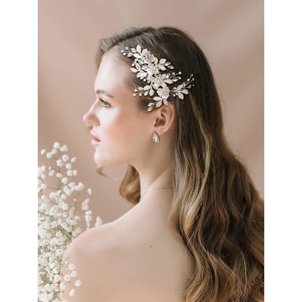 Silver Rhinestone Brudkam för Bröllop, Håraccessoar Hårkam för Kvinnor, 1 Styck
