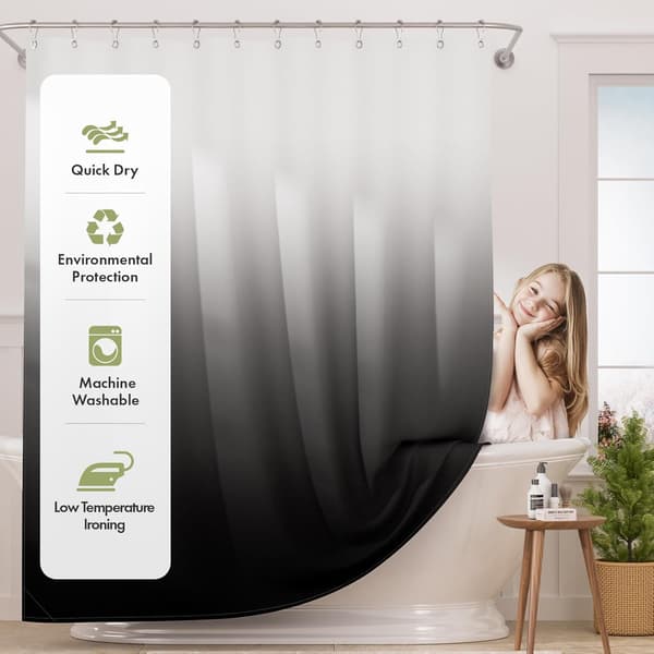 Tyg Ombre Svart Duschdraperi Set 183x183 cm