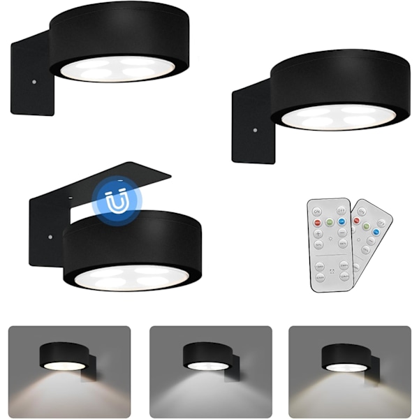3-pak Batteridrevet billedlampe Magnetisk malerilampe