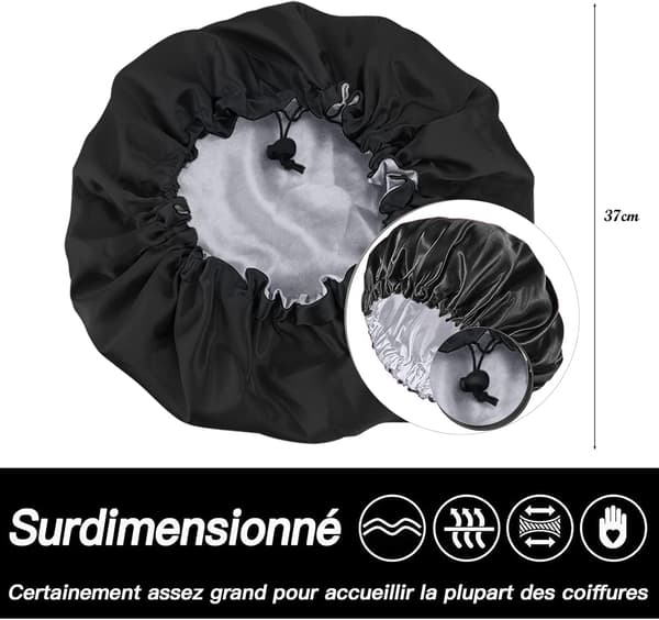 1 Stykke Natthår Satin Bonnet, VEGCOO Sovehatter, Dobbel