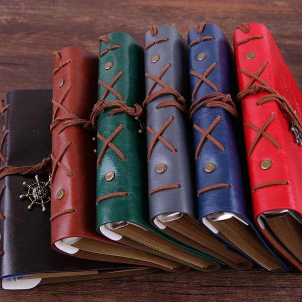 A brown retro refillable notebook, 125*185 mm loose-leaf