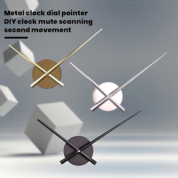 3D Stor Väggklocka Visare Vägg Händer Mekanism Klockor Metall Urtavla för Vardagsrum Sovrum Silver