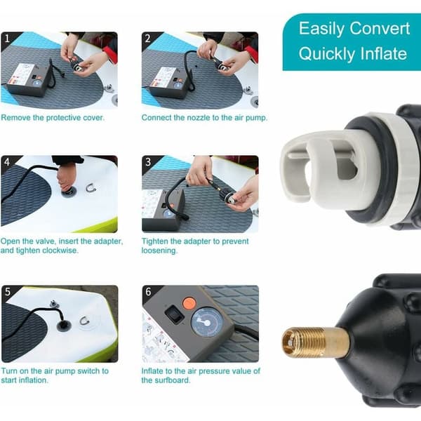 2-delt kajakadapterkit, SUP-adapterventil, oppustelig pumpekonverter