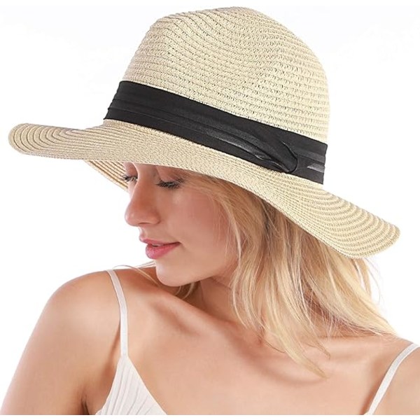 1 stk Off White Dame stråhat - Strandhat - Sommerhat - UV