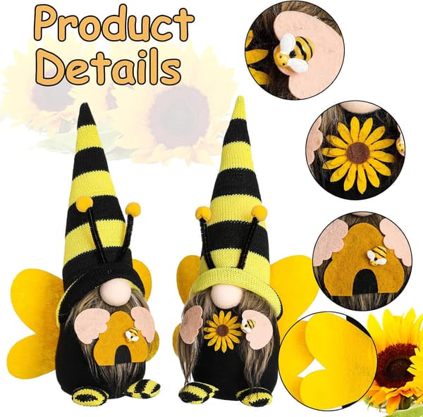 Funoasis Bumble Bee Gnomes, Mr og Mrs Forår Sommer Hus Bier D