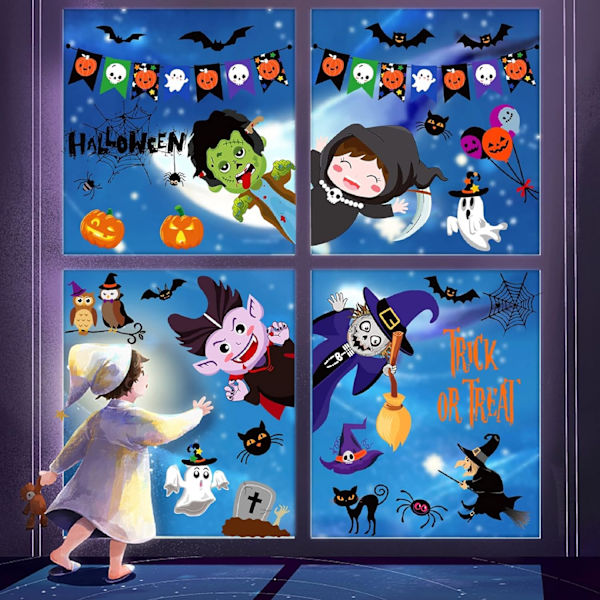 Halloween-ikkuna-tarrat - Kissat, lepakot ja haamut