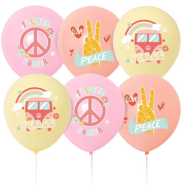 60 stk Hippie Boho Bursdagsfestdekorasjoner Hippie Groovy